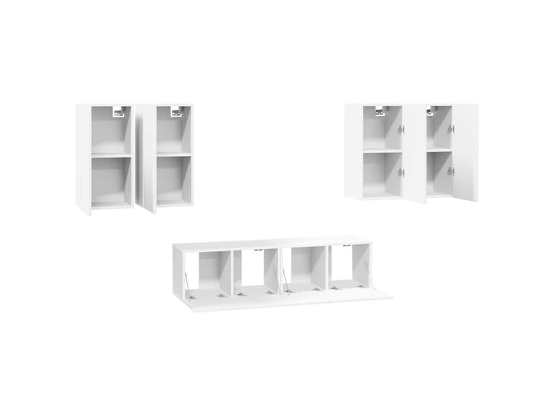  Ensemble de meubles tv - banc tv - meuble de rangement 6 pcs blanc bois d'ingénierie  - Conforama D