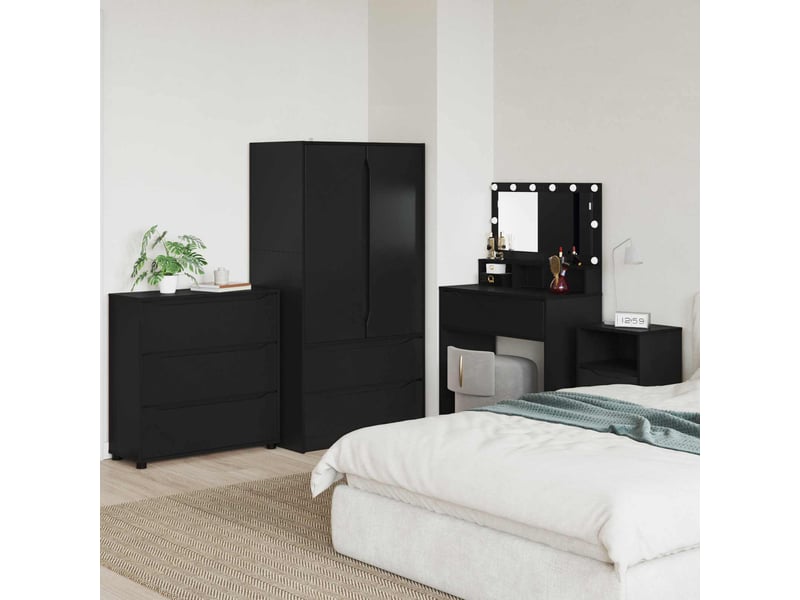  Armoire de rangement, commode de rangement 80 x 31 x 81 cm bois d'ingénierie noir  - Conforama B
