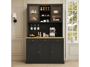 Buffet 5 porte(s)  3 tiroir(s) <strong></strong> <strong>Sol Morn</strong> - 120 cm coloris noir 