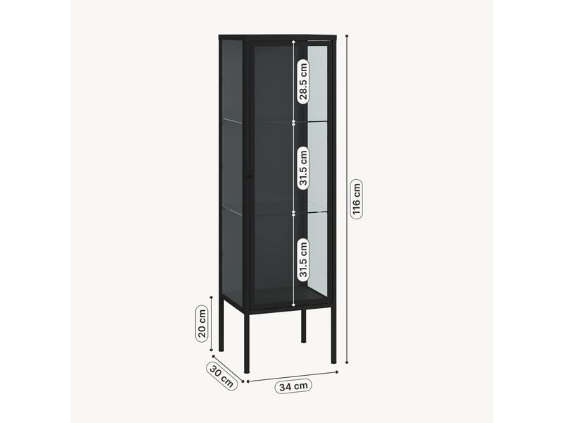Armoire vitrine borshavisa 116 x 34 x 30 cm acier noir [en.casa] Borshavisa - Conforama C