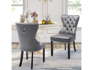 Lot de 6 chaises de salle à manger,51x51x97 cm,capitonné,velours,gris