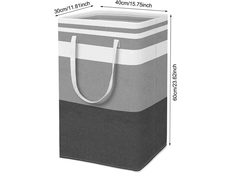  Lot de 2 paniers à linge grands, imperméables et pliables, avec poignées extensibles, 75 l, gris dégradé (linge, jouets)  - Conforama B
