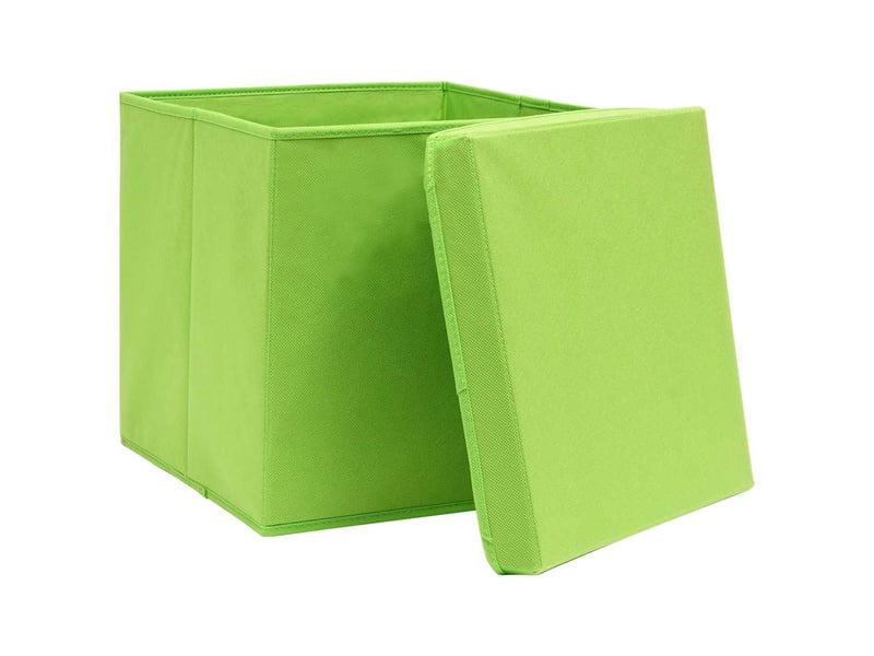  Boîtes de rangement avec couvercles 10pcs vert 32x32x32cm tissu  - Conforama C