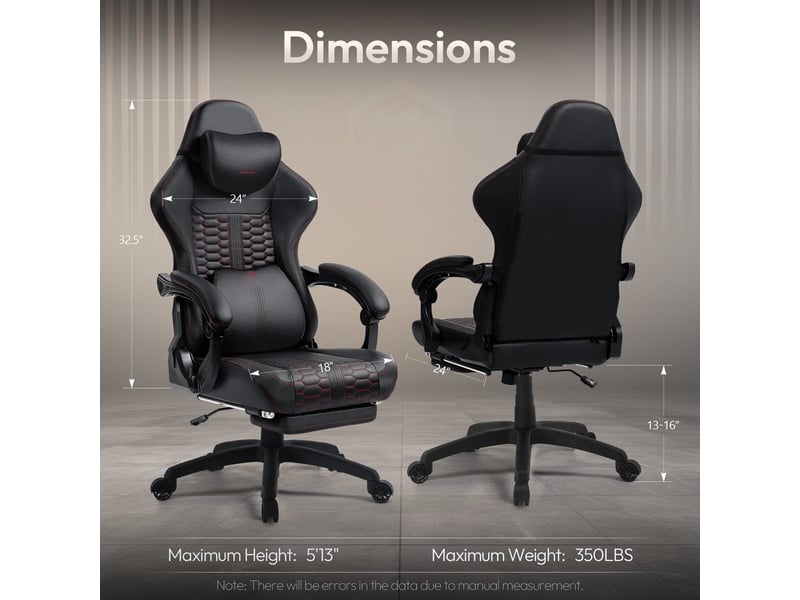  Fauteuil gaming big &amp; tall – similicuir pu – repose-pieds – charge maximale 180 kg – noir  - Conforama C