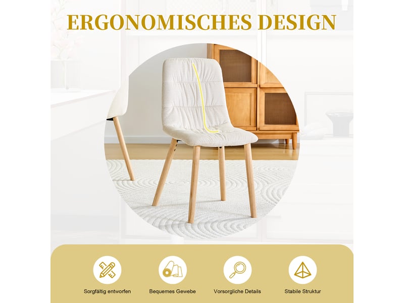  Lot de 2 chaises de salle à manger en tissu blanc et pieds en chêne massif W3658P401315 - Conforama D