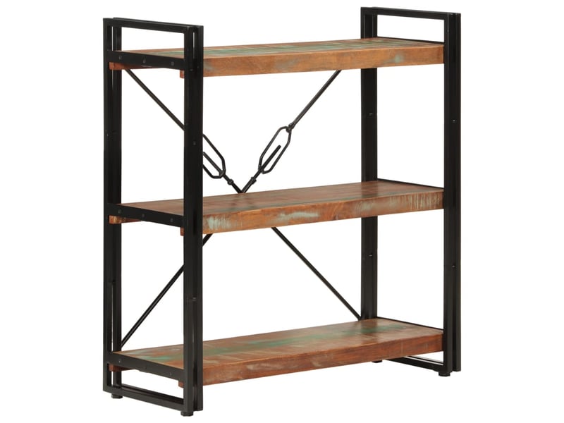  Bibliothèque 3 niveaux, armoire à livres 77x30x80 cm bois récupération massiffer  - Conforama B