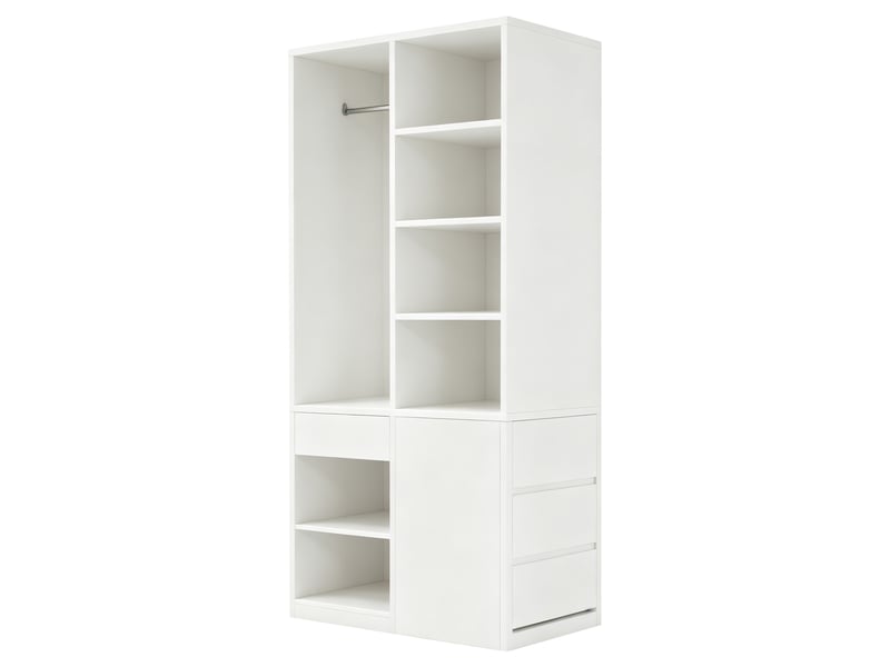  Armoire 70×50×170 cm - avec 4 tiroirs - avec étagères à plusieurs niveaux - blanc  - Conforama E