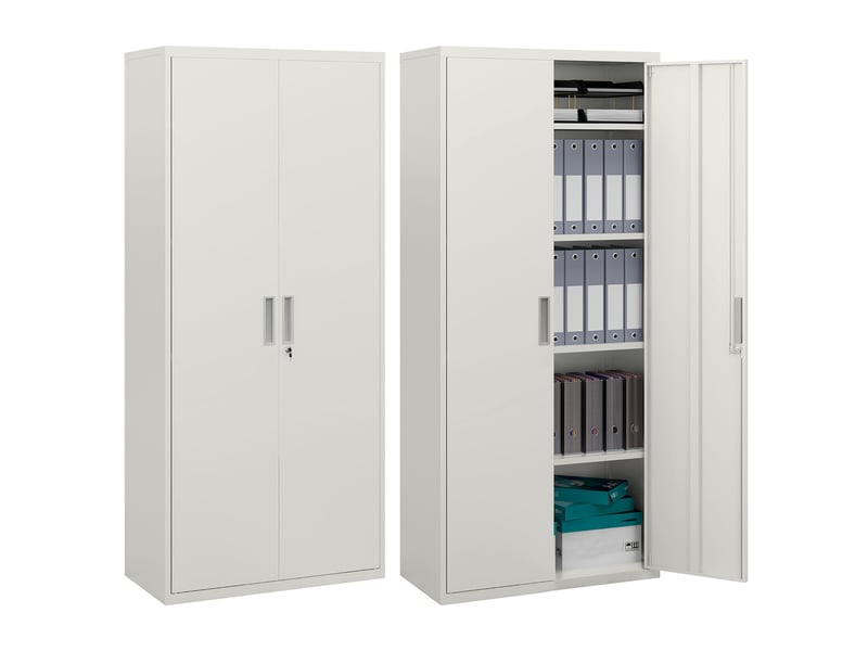  Armoire de bureau à 5 niveaux avec 4 étagères réglables, acier, 80 x 40 x 180 cm, blanche  - Conforama A