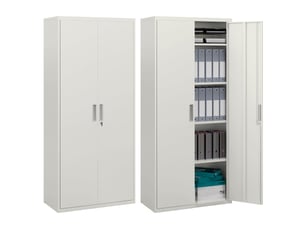 Armoire de bureau à 5 niveaux avec 4 étagères réglables, acier, 80 x 40 x 180 cm, blanche