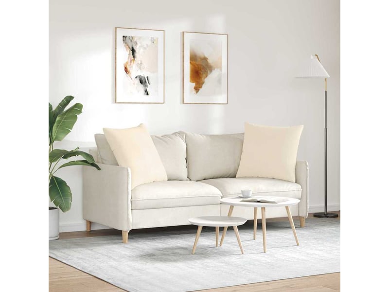 Lot de 2 coussins de canapé, coussins décoratifs tissu beige 80 x 80 cm cf58760 - Conforama D