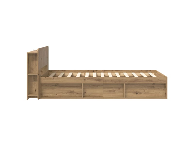  Lit simple- lit adulte -  cadre de lit avec rangement chêne artisanal 100 x 200 cm  - Conforama C