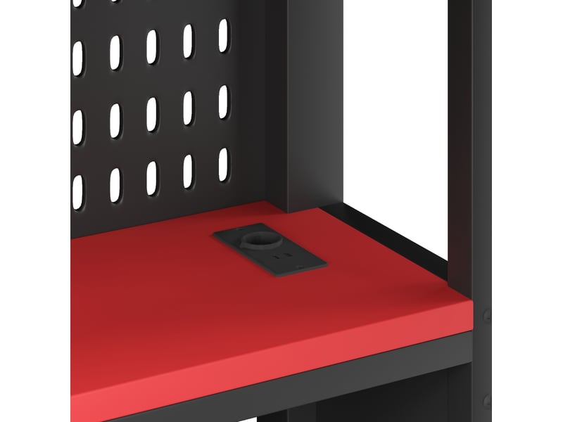  Lit mezzanine 140x200 cm noir en métal et mdf, bureau led rgb avec étagères pour chambre d'adolescent  - Conforama E
