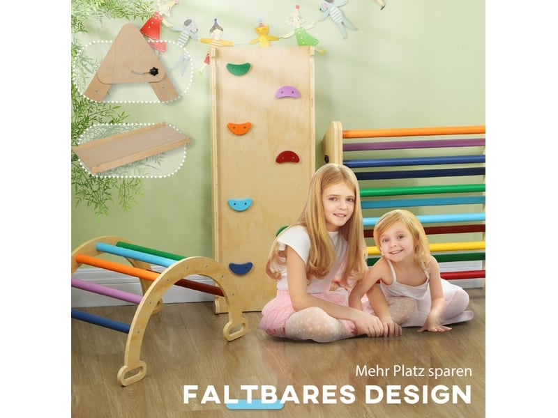 Structure d'escalade intérieure 5 en 1 178x64,5x59 cm bois multicolore - Conforama C