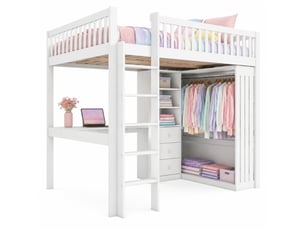 Lit mezzanine 140x200 cm STILVORA coloris blanc