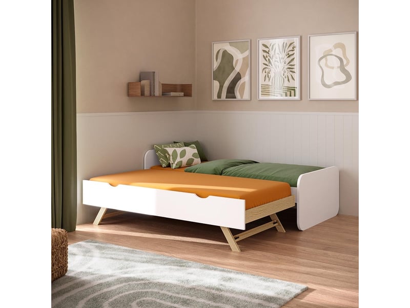  Pack lit gigogne avec 2 matelas 90x190 cm lupin  blanc Lupin - Conforama C