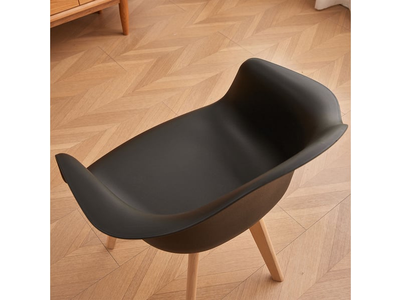  Lot de 2 chaises de salle à manger - pieds en bois - chaises de salle à manger scandinaves - noir  - Conforama D