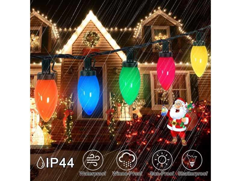 Guirlande lumineuse de noël led 10 m 40 led, 8 modes avec télécommande, fonctionnement à piles - Conforama C
