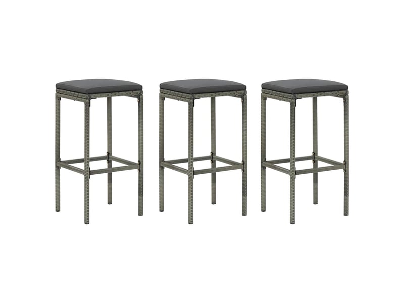  Lot de 3 tabouret de bar, chaise de bar avec coussins gris résine tressée  - Conforama B