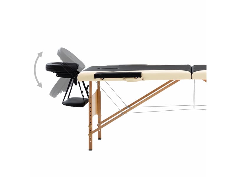  Table de massage pliable 2 zones bois noir et beige 02_0001814  - Conforama C