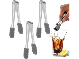 3 pièces pince à glaçons, pince bonbon, tête en silicone, inoxydable pince, pince de service pince bonbon, pince a sucre glace mini, pour glace
