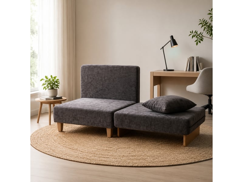 Fauteuil convertible tcqpz 2 en 1 94 x 63 x 89 cm lit une place 183 cm polyester gris foncé - Conforama E