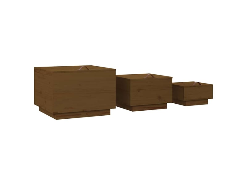 Boîtes de rangement avec couvercles 3 pcs marron miel - Conforama E