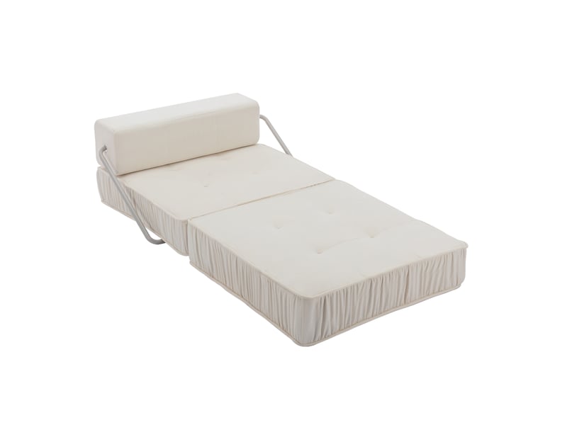  Fauteuil convertible 1 place blanc en tissu, modulable pour salon, bureau ou chambre d'amis, petits espaces  - Conforama A