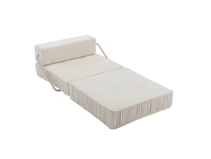 Fauteuil convertible 1 place blanc en tissu, modulable pour salon, bureau ou chambre d'amis, petits espaces
