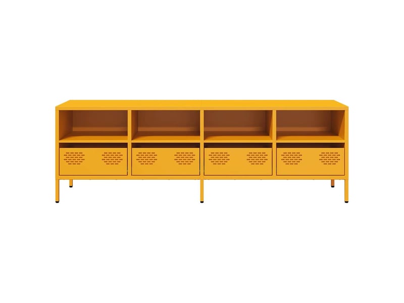  Meuble tv - banc tv - meuble de rangement jaune moutarde 135x39x43,5 cm acier laminé à froid  - Conforama D