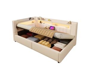 Lit banquette 90x200 cm <strong>SAPGAKS</strong> <strong></strong> coloris beige