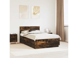 Lit adulte, lit semi-double, cadre de lit chêne fumé 135x190cm bois d'ingénierie cf5810
