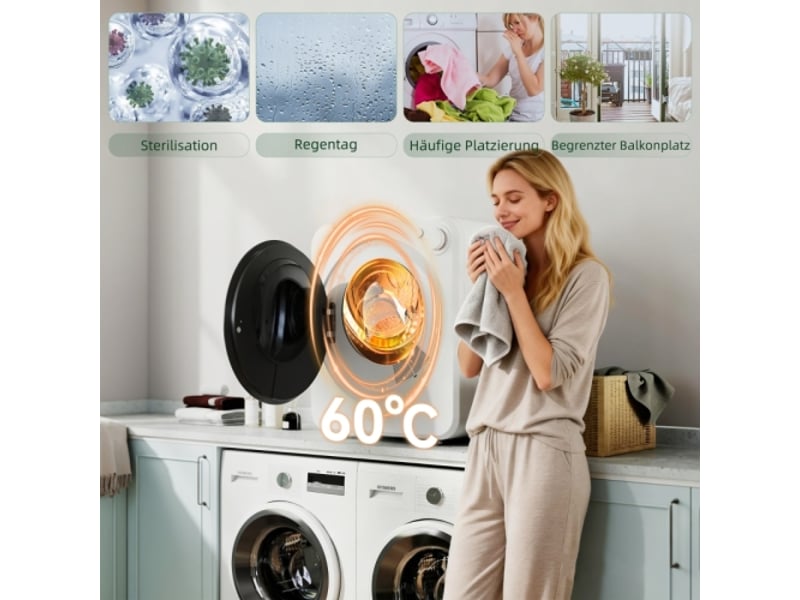 Mini sèche-linge blanc 4 kg, 5 programmes, 60 °c, 800400 w, tambour inox réversible - Conforama E