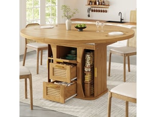 Table de salle à manger extensible,118-158x118x77.1 cm,mdf,coloris bois naturel