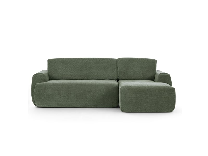  Canapé d'angle droit compressé westa 4 places tissu chenille vert  - Conforama A