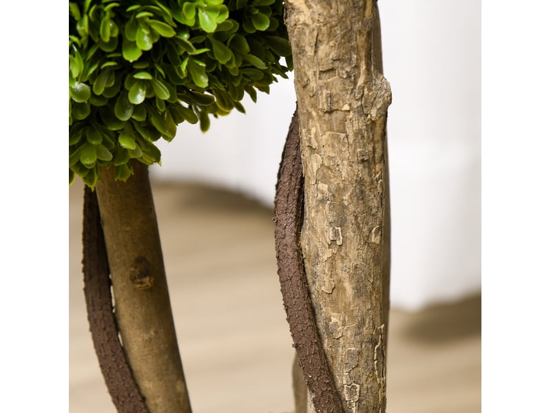  Plante artificielle buis 90 cm vert clair avec pot lesté et protection uv, idéale en intérieur comme en extérieur  - Conforama E