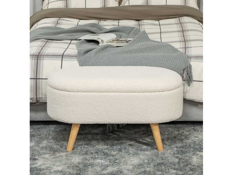  Banc de rangement tcqpz avec couvercle 82 x 41 x 45 cm polyester blanc  - Conforama D