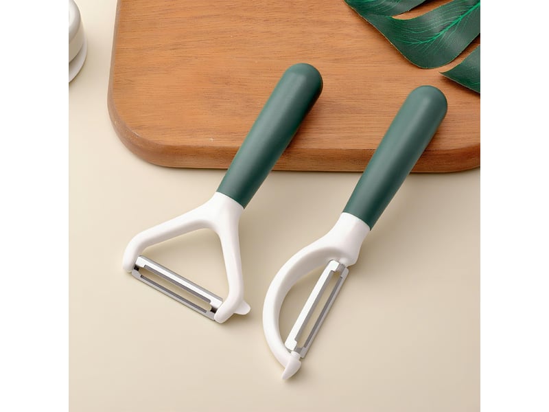 Éplucheur légumes 2 pcs - économe inoxydable universel avec lame oscillante tranchante, poignée ergonomique - vert  - Conforama D