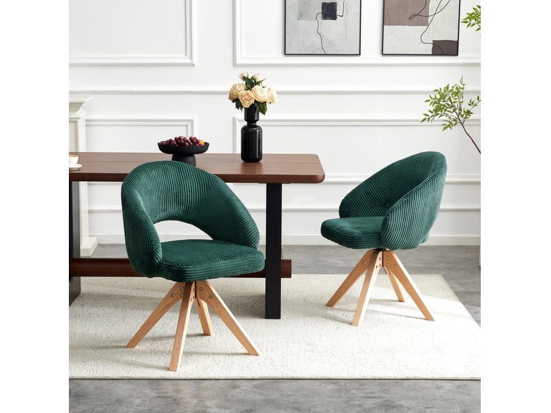  Lot de 2 chaises de salle à manger pivotantes 46x49x84 cm velours vert foncé  - Conforama B