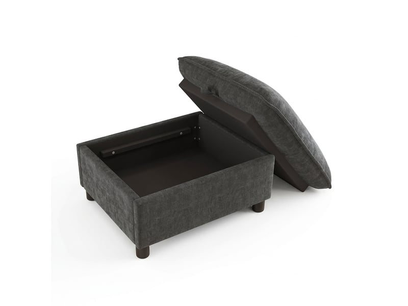  Banc de rangement gris 98x65x48 cm en tissu chenille avec pieds de 8 cm  - Conforama A