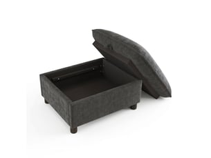 Banc de rangement gris 98x65x48 cm en tissu chenille avec pieds de 8 cm