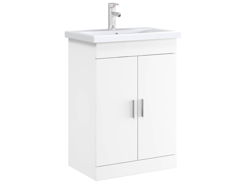  Meuble sous lavabo de salle de bain, commode blanc 78.5x37.5x81 cm shl8468  - Conforama C