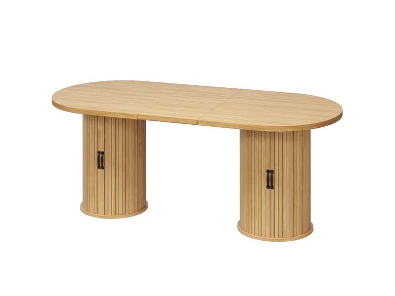  Table à manger extensible avec rangement intégré, mdf naturel 150 x 80 cm  - Conforama D