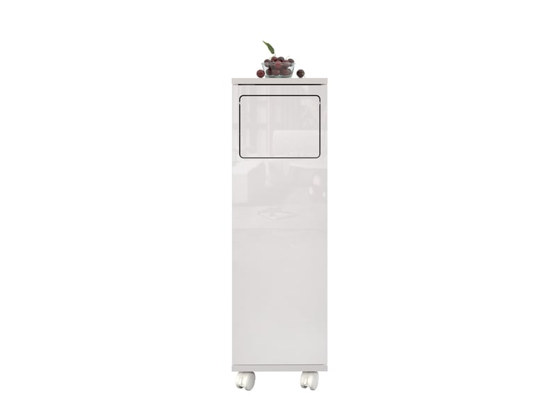  Buffet de cuisine - 24,2x35,1x80,2 cm - meuble poubelle roulant avec 1 porte et support sac poubelle - blanc  - Conforama A