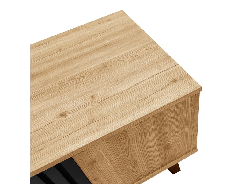  Table basse 100x60x45 cm avec tiroirs panneau de particules noir et bois  - Conforama D