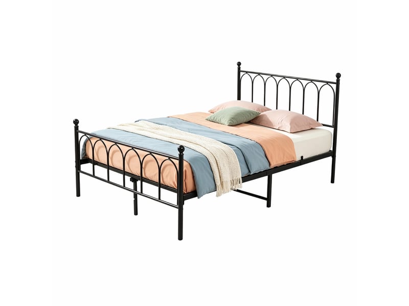  Lit simple en métal,140 x 200 cm ,avec sommier à lattes sans matelas,métal,noir  - Conforama A