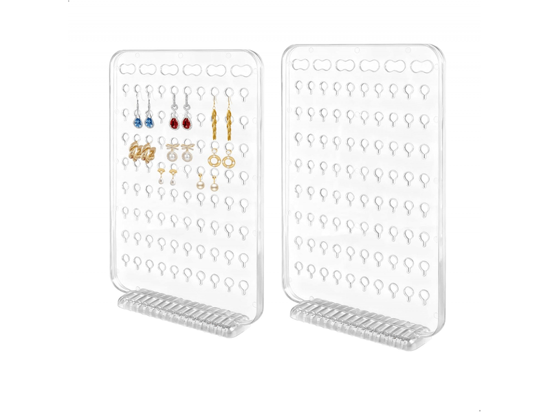  Porte boucle d'oreille, presentoir boucle d'oreille, rangement boucle d'oreille avec 80 trous pour clous et 6 trous spéciaux pour chaînes, 2 pièces  - Conforama A