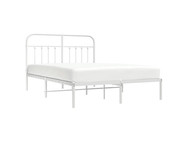  Lit double- lit adulte -  cadre de lit métal sans matelas et tête de lit blanc 135x190 cm  - Conforama D