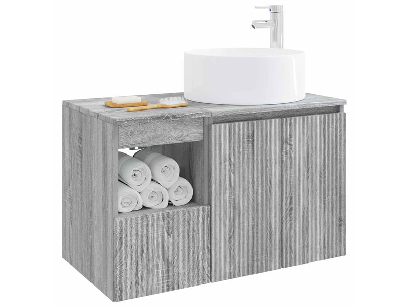  Ensemble de mobilier de salle de bain 2 pc sonoma gris cf64200  - Conforama C