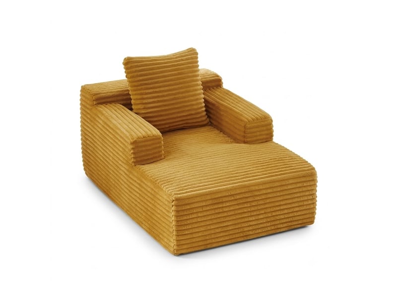  Chaise longue canapé en velours côtelé - méridienne confortable sans montage fauteuil relax de salon et bureau 1 place - jaune  - Conforama A