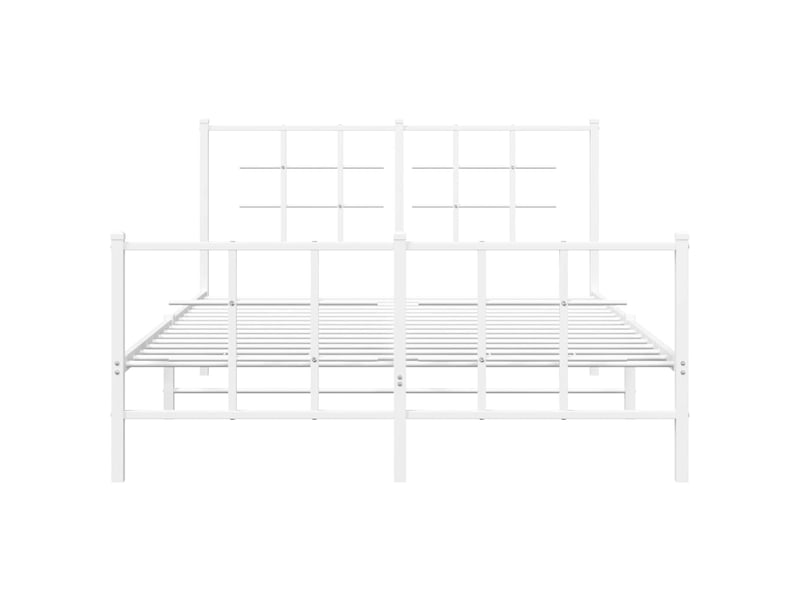 Lit double- lit adulte - cadre de lit métal sans matelas et pied de lit blanc 135x190 cm - Conforama D